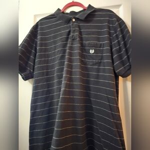 Chaps Black Polo with White Stripes